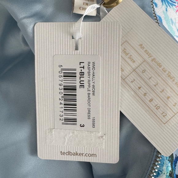 NWT Ted Baker Hailly Bardot Dress in Raspberry Ripple Size 3 US Size 8 - Picture 9 of 12